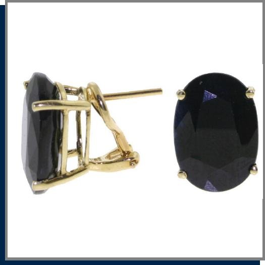 14K Yellow Gold 17.0 CT Oval Sapphire Post Earrings