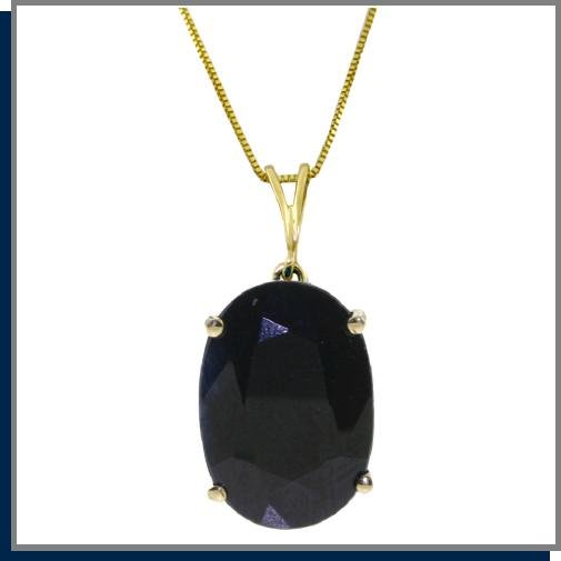 14K Yellow Gold 8.50 CT Oval Sapphire Necklace 18"