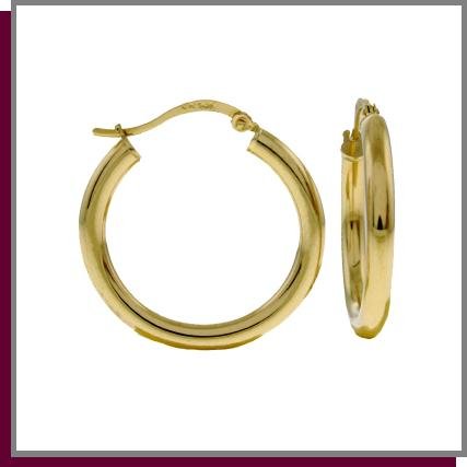 14K Solid Yellow Gold Hoop Earrings