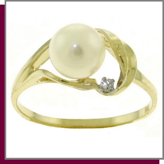 14K Yellow Gold 2.0 CT Pearl & Diamond Ring SZ 5 - 9