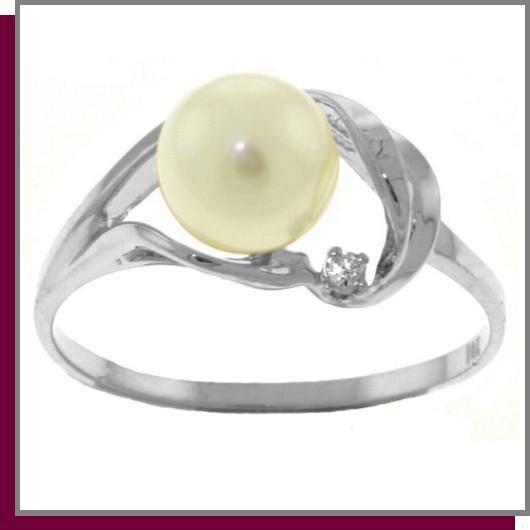 14K White Gold 2.0 CT Pearl & Diamond Ring SZ 5 - 9