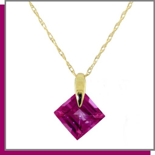 14K Yellow Gold 1.0 CT Pink Topaz Necklace 18"