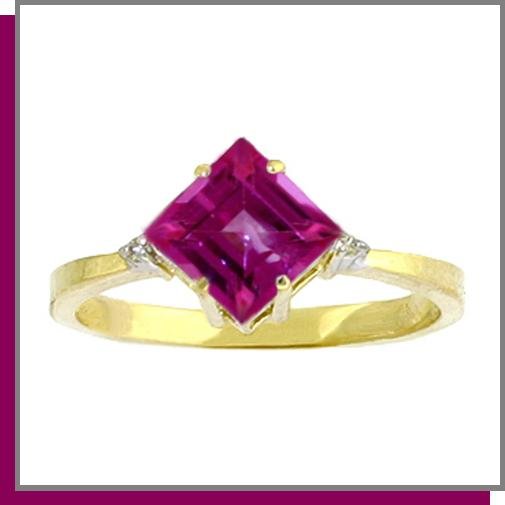 14K Gold 1.75 CT Pink Topaz & Diamond Ring SZ 5 - 9