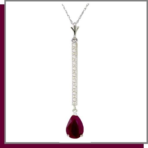 14K White Gold 1.75 CT Ruby & Diamond Necklace