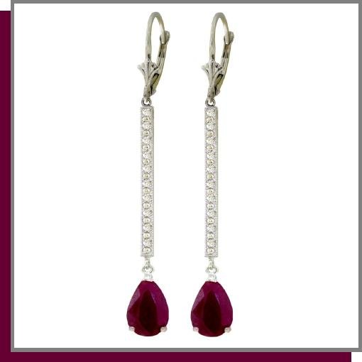 14K Gold 3.50 CT Ruby & Diamond Dangle Earrings