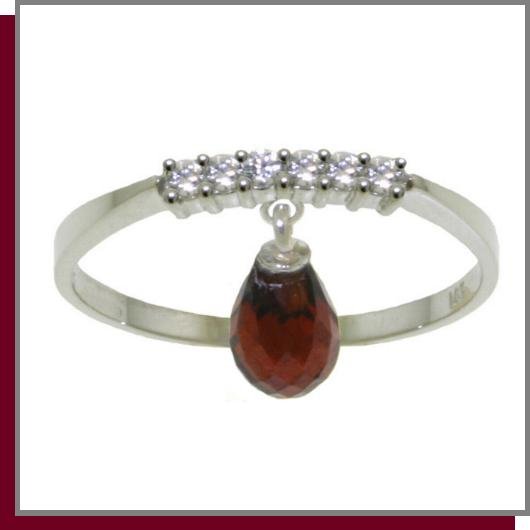 14K Gold 1.35 CT Garnet & Diamond Dangle Ring SZ 5 - 9