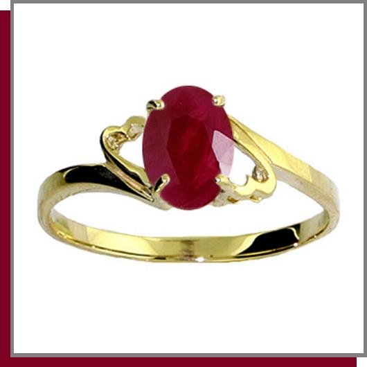 14K Yellow Gold 1.0 CT Oval Ruby Ring SZ 5 - 9