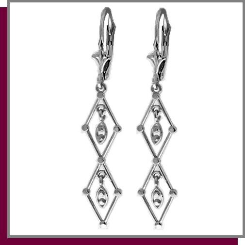 14K Solid White Gold Chandelier Dangle Earrings