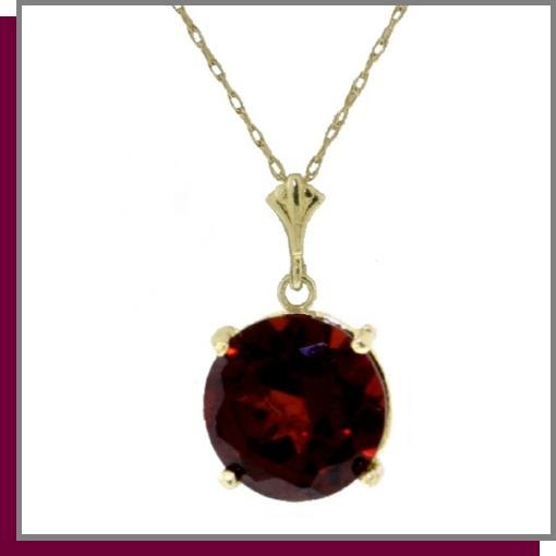 14K Solid Yellow Gold 1.0 CT Garnet Necklace 18"