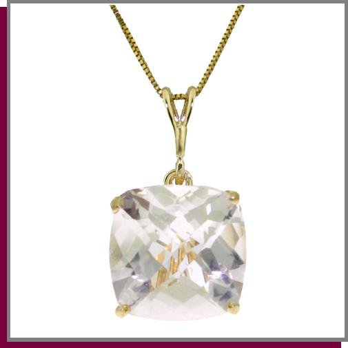 14K Gold 3.60 CT Faceted Natural White Topaz Necklace