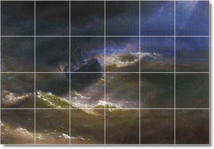 Aivazovsky Waterfront Mural Tile Wall Room Home Idea Remodeling