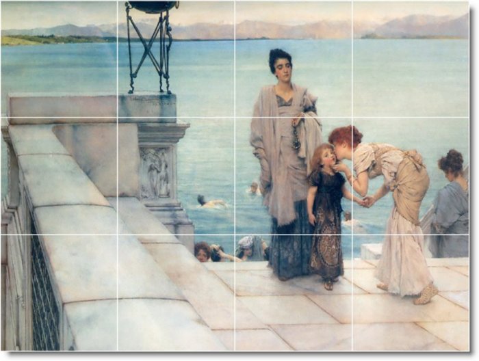 Alma-Tadema Mother Child Tile Mural Dining Room Decor Floor