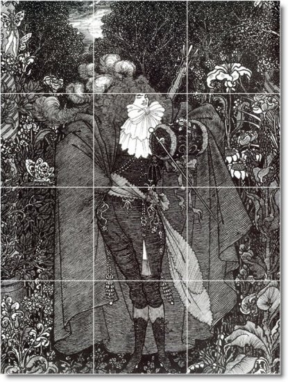 Beardsley Illustration Shower Bathroom Mural Wall Design Decor