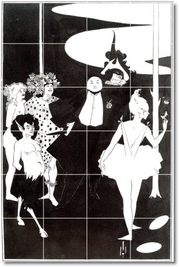 Beardsley Illustration Mural Backsplash Tile Wall Floor Design