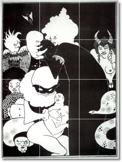 Beardsley Illustration Tiles Mural Room Mural Wall Decor Floor
