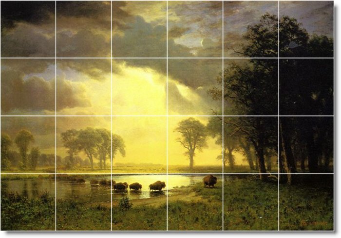 Bierstadt Landscapes Mural Living Room Floor Design Residential