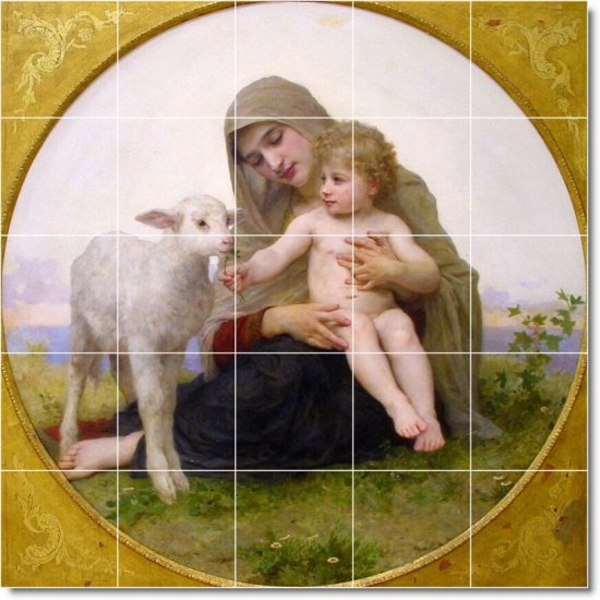 Bouguereau Mother Child Tiles Shower Renovation Home Traditional