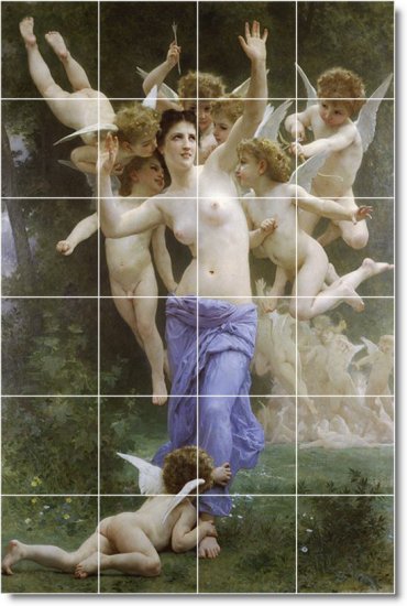 Bouguereau Nudes Mural Dining Room Tile Remodeling Ideas House