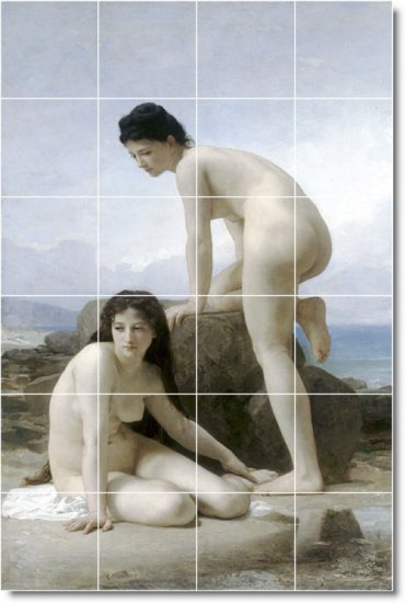 Bouguereau Nudes Living Tile Room Mural Remodel Ideas Interior