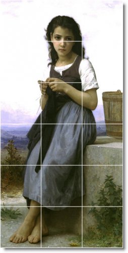Bouguereau Children Backsplash Mural Kitchen Wall Construction