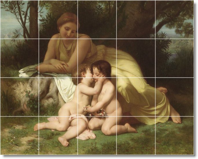 Bouguereau Mother Child Shower Tile Home Contemporary Remodeling