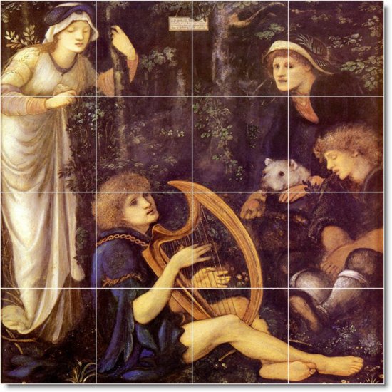 Burne-Jones Mythology Tile Shower Home Remodeling Contemporary