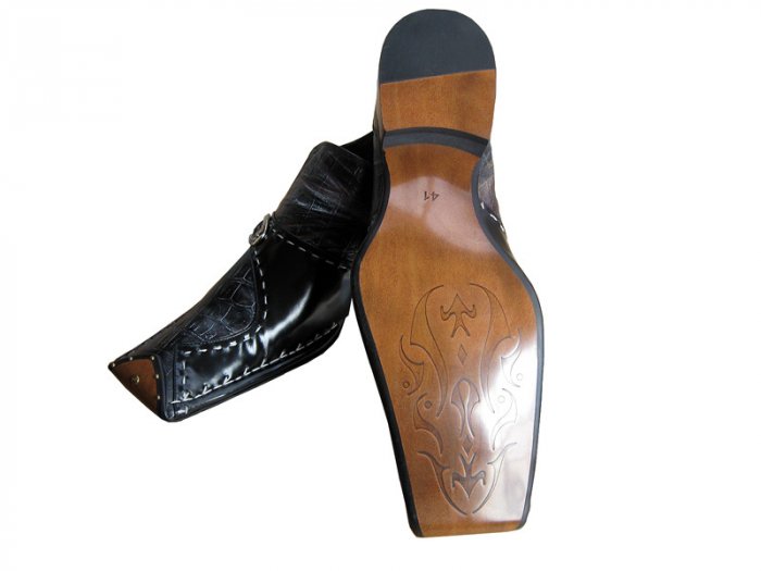 New Fiesso Hand Stitched Crocodile Print Shoe w/Buckle Size11