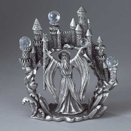 Pewter Merlin and Castle