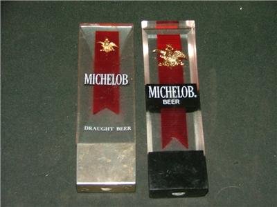 2 Michelob Tap Handles 6 1/2 X 32 Lucite & Metal
