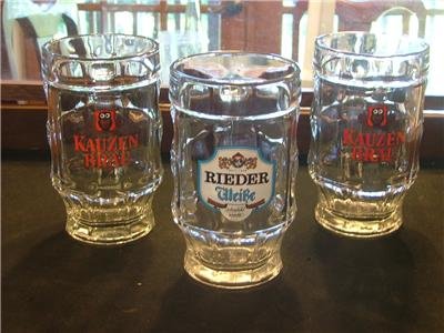 3 Glass German Beer Mugs