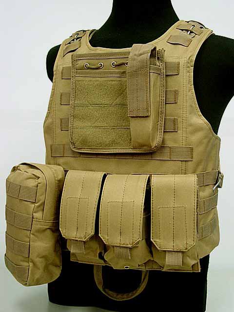 US Molle Combat Assault Plate Carrier Vest Coyote Brown