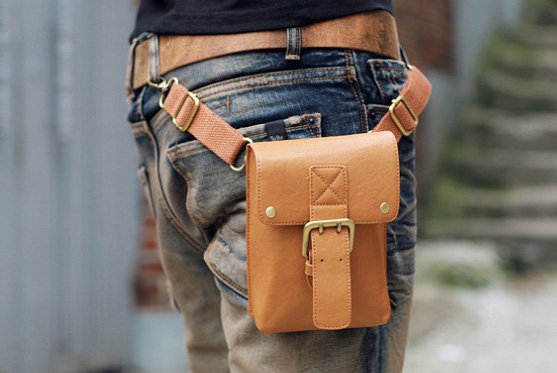 NEW FASHION MEN'S PURSE WAIST SHOULDER PU LEATHER BAG