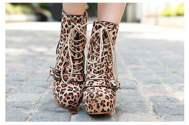 Punk Rock Brown Leopard BUCKLE BOOTS A9