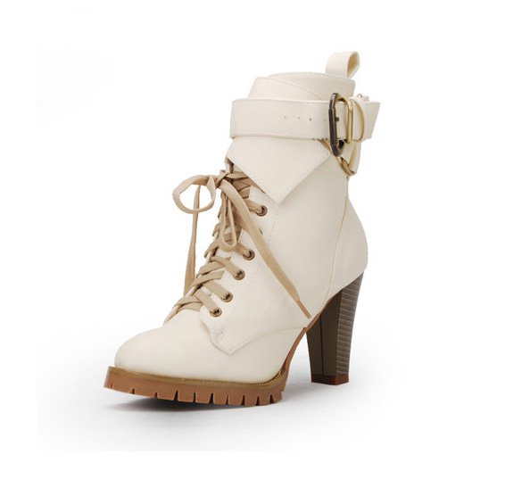 Punk Rock Whites GOTH PUNK ROCK BAND BUCKLE BOOTS