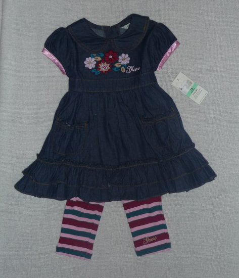 Guess Baby Girls 2 piece Set Denim Dress & Leggings 18 mo. NWT