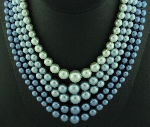 Japan 5 Strand Blue Beaded Necklace Nec2019