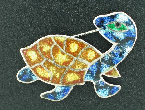 925 Mexico Enameled Turtle Brooch BCBRO1014