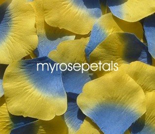 Petals - 1000 Silk Rose Petals Wedding Favors - Two Tone - Blue/Yellow