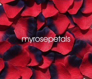 Petals - 1000 Silk Rose Petals Wedding Favors - Two Tone - Red/Navy Blue