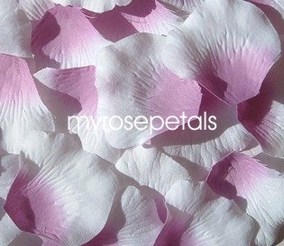 Petals - 200 Silk Rose Petals Wedding Favors - Two Tone - Dusty Rose/White