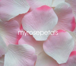 Petals - 200 Silk Rose Petals Wedding Favors - Two Tone - White/Pink/Hot Pink