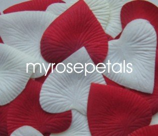 Petals - 200 Heart Wedding Silk Rose Flower Petals Wedding Favors - Ivory & Red