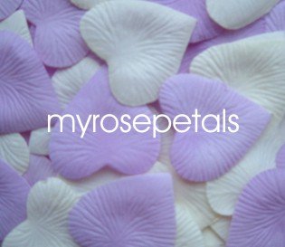 Petals - 200 Heart Wedding Silk Rose Flower Petals Wedding Favors - Lavender & Ivory