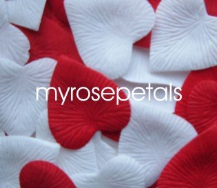 Petals - 200 Heart Wedding Silk Rose Flower Petals Wedding Favors - White & Red