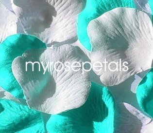 Petals - 200 Wedding Silk Rose Flower Petals Wedding Favors - Aqua & White