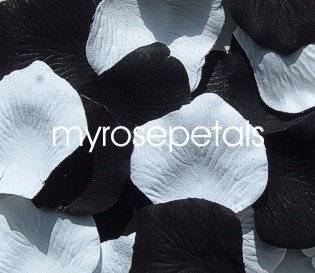 Petals - 200 Wedding Silk Rose Flower Petals Wedding Favors - Black & White