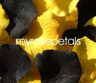 Petals - 200 Wedding Silk Rose Flower Petals Wedding Favors - Black & Yellow
