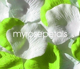 Petals - 200 Wedding Silk Rose Flower Petals Wedding Favors - Lime Green & White