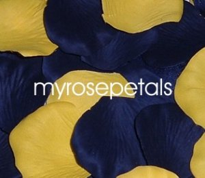 Petals - 200 Wedding Silk Rose Flower Petals Wedding Favors - Navy Blue & Yellow