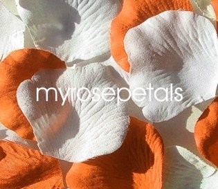 Petals - 200 Wedding Silk Rose Flower Petals Wedding Favors - Orange & White